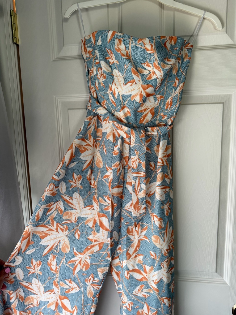 Strapless Floral A-Line pants/romper in Blue and Orange